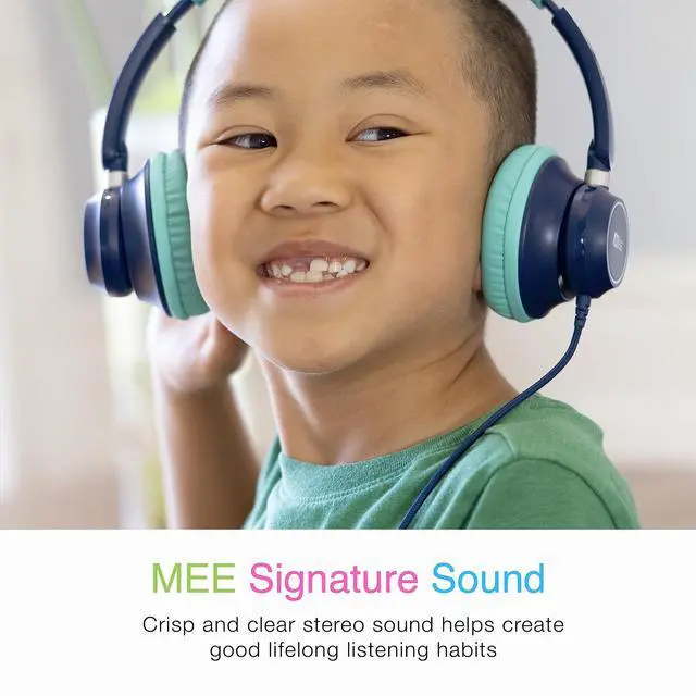 Alt view image 5 of 5 - MEE audio KidJamz KJ45 Childrens Safe Listening Headphones with Volume Limiter & Microphone, Adjustable On-Ear Kids Headset Wired with 3.5mm Jack for Online Learning/School/Travel/Tablet (Blue/Teal)