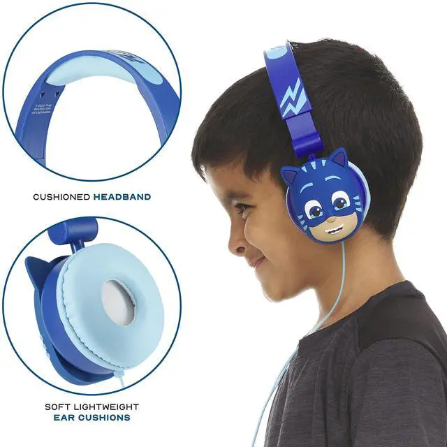 Alt view image 3 of 5 - PJ Masks Over-Ear Headphones for Kids - Adjustable Headband, Stereo Sound, Tangle-Free Cable, Volume Control, and 3.5mm Jack - Perfect for School, Home, and Travel