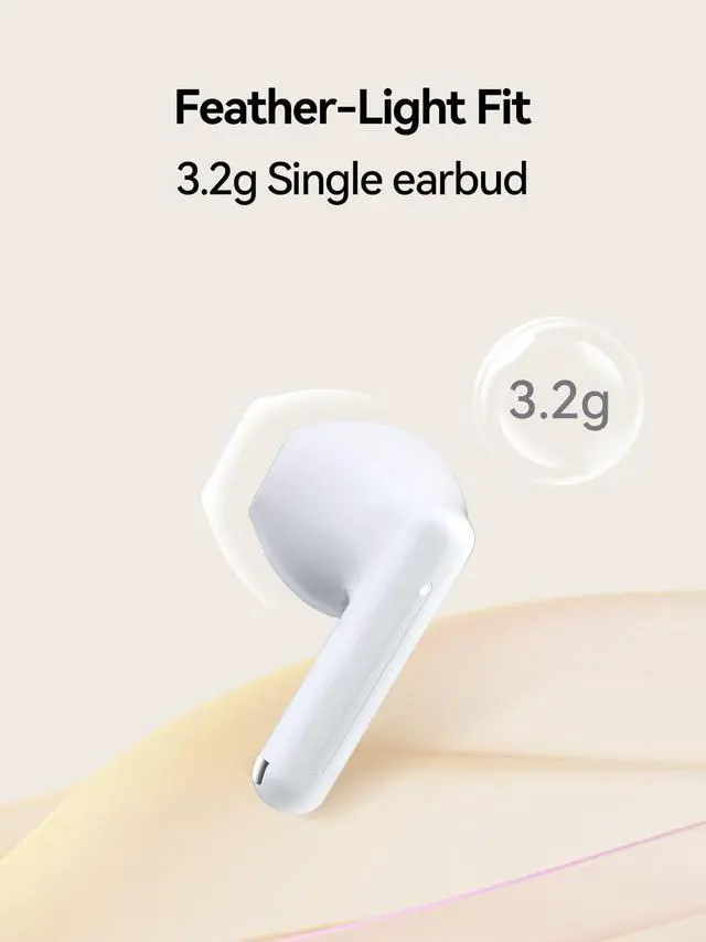 Alt view image 5 of 5 - 1MORE Q10 Wireless Earbuds, Bluetooth 5.3 Half in-Ear Lightweight Ear Buds, Comfort Fit, Deep Bass Stereo Headphones with Dual Mics, 26H Playtime, one Step-Pairing, IPX4 Waterproof Earphones, White