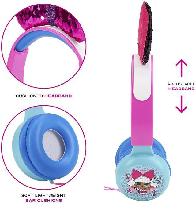Alt view image 3 of 5 - L.O.L. Surprise! Kids Safe Over The Ear Headphones HP2-13136 | Kids Headphones, Volume Limiter for Developing Ears, 3.5MM Stereo Jack, Recommended for Ages 3-9, by Sakar (Styles may vary)