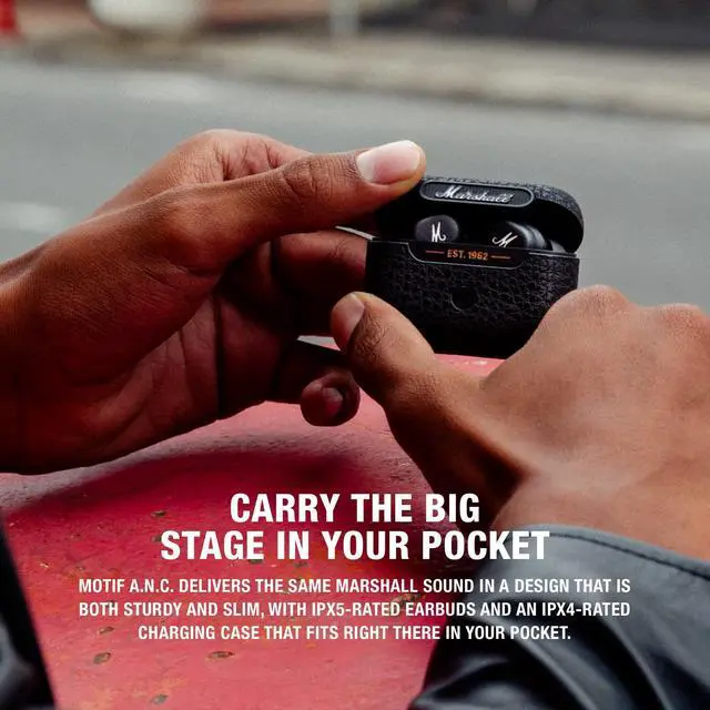 Alt view image 5 of 5 - Marshall Motif True Wireless Noise Canceling Headphones, In Ear, Black