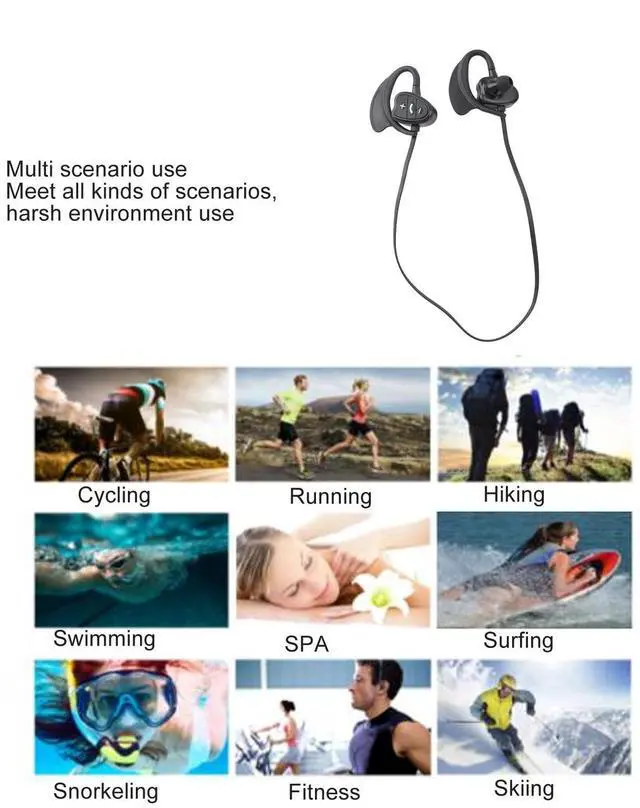 Alt view image 5 of 5 - Zerodis Swimming Headphone, Underwater Earphones Sweatproof Headsets for Running Cycling and More Activities (Black)