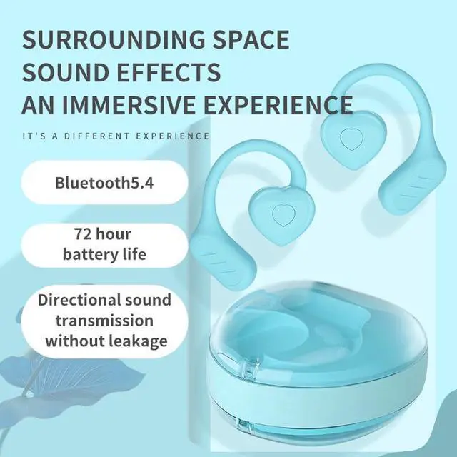 Alt view image 3 of 5 - YUSONIC Open Ear Headphones, Bluetooth V5.4, Kids Earbuds mit Heart-Inspired Style The Best Choice of Gifts for Little Girls. (Blue)