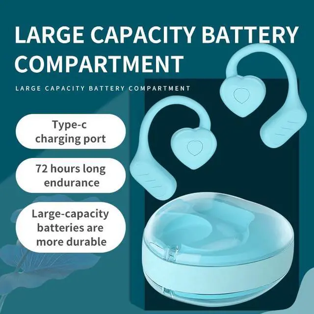 Alt view image 4 of 5 - YUSONIC Open Ear Headphones, Bluetooth V5.4, Kids Earbuds mit Heart-Inspired Style The Best Choice of Gifts for Little Girls. (Blue)