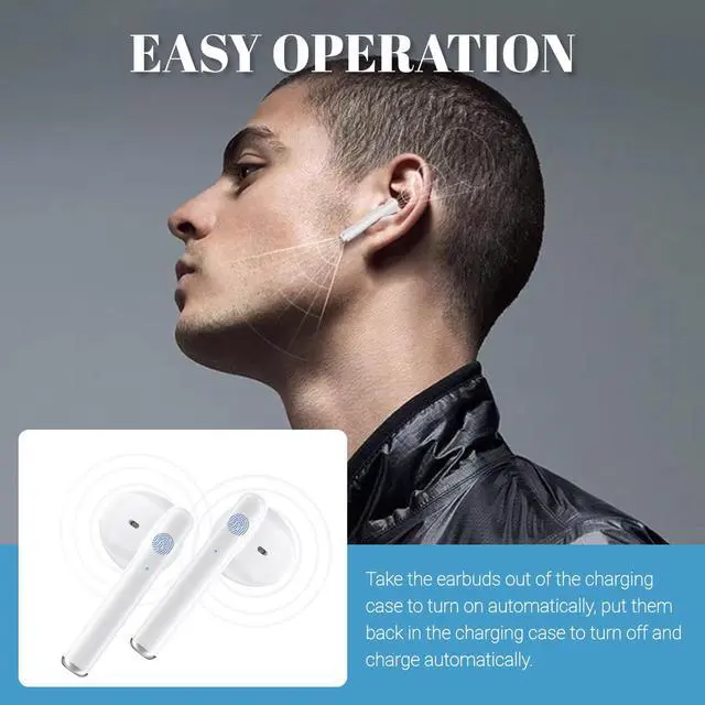 Alt view image 4 of 5 - Noise Cancelling Earbuds, V77 Bluetooth 5.3 in Ear Headphones with 80 Hours Standby, Touch Control Bass Stereo Sports Earbuds with Charging Case & Power Display