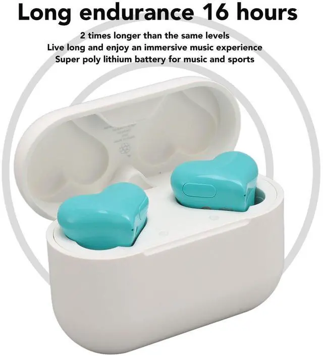 Alt view image 2 of 5 - Yunseity Heart Shaped Earbuds, Bluetooth 5.3 Earphones Noise Canceling Stereo Earphones with Charging Case, in Ear Earbuds for Phone Computer Laptop Sports