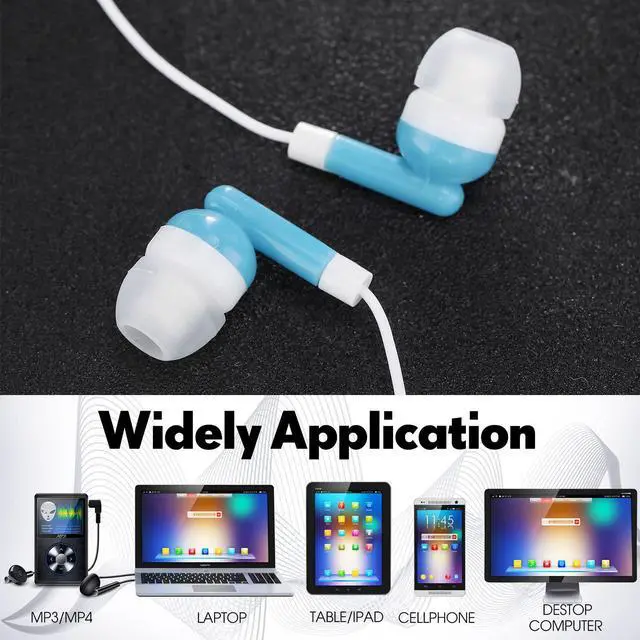 Alt view image 5 of 5 - Yunsailing 100 Pack Earbuds Bulk for Classroom Basic Headphones Pack Individually Bagged 3.5 mm Earphones with Wire for Students Adult Schools Hospitals Hotels Library Museums MP3 Gift(Blue)