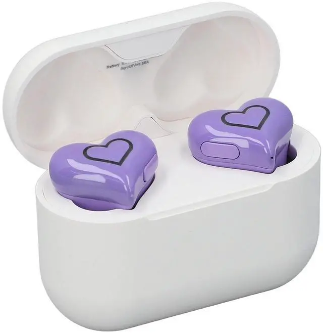 Main image of Yunseity Heart Shaped Earbuds, Bluetooth 5.3 Noise Cancelling Earphones Built in Microphone, HiFi Stereo Sound Cute Girls Headphones with Charging Case, 8 Eartips for Small Ears (Violet)