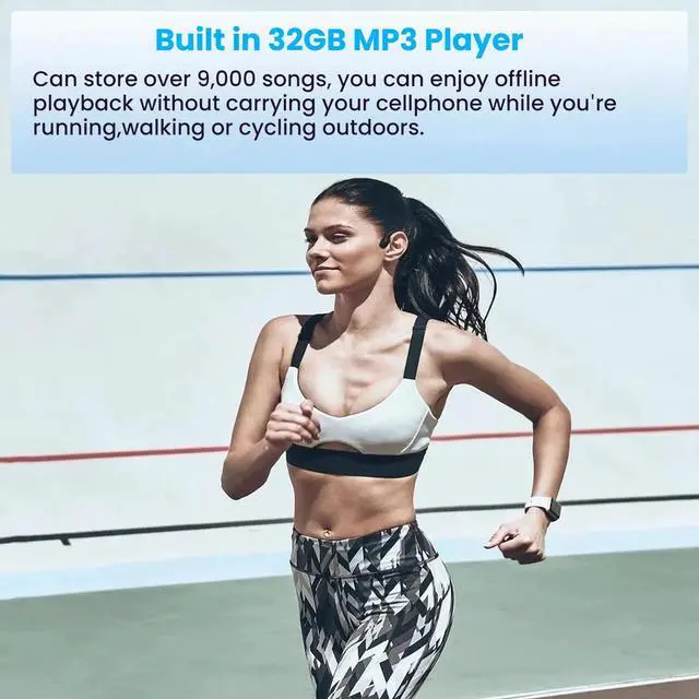 Alt view image 4 of 5 - YouthWhisper Bone Conduction Swimming Headphones IP68 Waterproof Bluetooth Headphones with 32GB MP3 Player Open Ear Wireless Headsets Underwater Clear Calls Large Battery for Running Cycling Workouts