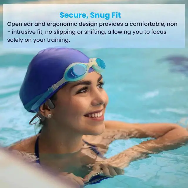 Alt view image 5 of 5 - YouthWhisper Bone Conduction Swimming Headphones IP68 Waterproof Bluetooth Headphones with 32GB MP3 Player Open Ear Wireless Headsets Underwater Clear Calls Large Battery for Running Cycling Workouts