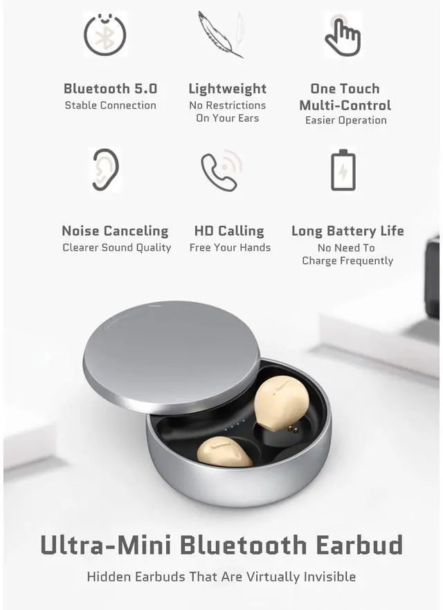 Alt view image 3 of 5 - Yoidesu Mini Earbuds, Super Long Endurance Noise Cancelling Headset with Mini Compact Design, Bluetooth 5.4 Connection, for Phones, Computers, Tablets and More (Nude)