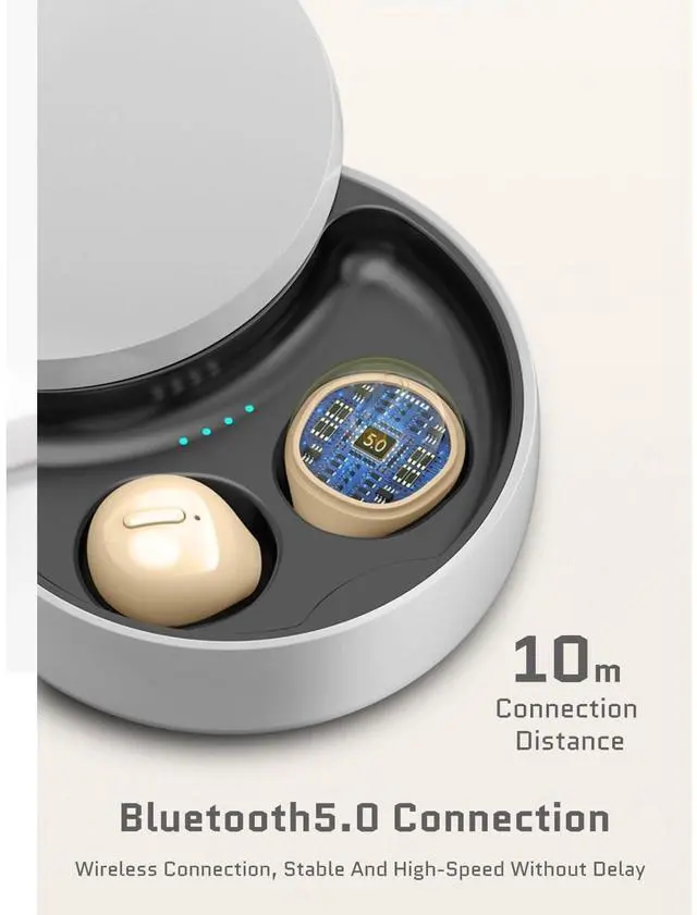 Alt view image 4 of 5 - Yoidesu Mini Earbuds, Super Long Endurance Noise Cancelling Headset with Mini Compact Design, Bluetooth 5.4 Connection, for Phones, Computers, Tablets and More (Nude)