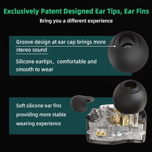 Alt view image 2 of 5 - CCZ BC01 Pro in ear Monitors, 1BA 1DD Hybrid Driver iems for Gaming Singers, Professional HiFi Stereo iem Earphones with Noise Canceling, Patented Eartips Earfins, Detachable 2pin Cable (Black no mic)