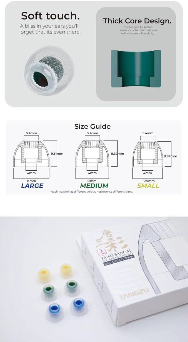 Alt view image 5 of 5 - YINYOO 3 Pairs Tangzu Sancai Tips and KBEAR K01 Wired Earbuds
