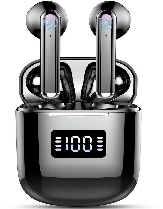 Main image of Wireless Earbuds, Wireless Headphones Bluetooth 5.3 Earbuds with 4 Mics, 2025 Bluetooth Headphones In Ear Buds Sport, IP7 Waterproof ENC Noise Cancelling Earphones, HiFi Stereo, LED Display, Black