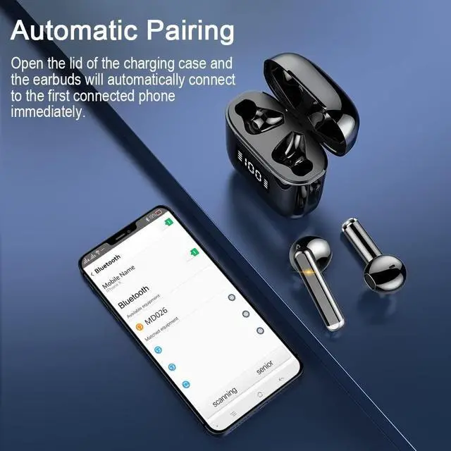 Alt view image 4 of 5 - Wireless Earbuds, Wireless Headphones Bluetooth 5.3 Earbuds with 4 Mics, 2025 Bluetooth Headphones In Ear Buds Sport, IP7 Waterproof ENC Noise Cancelling Earphones, HiFi Stereo, LED Display, Black