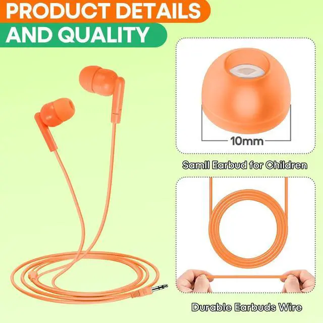 Alt view image 3 of 5 - Wensdo 100 Packs Earbuds Bulk Classroom Headphones, Individually Bagged, Wholesale Students Wired Earphones with 3.5 mm Jack for Classroom School Library Museums and More (HY01,100 Mixed)