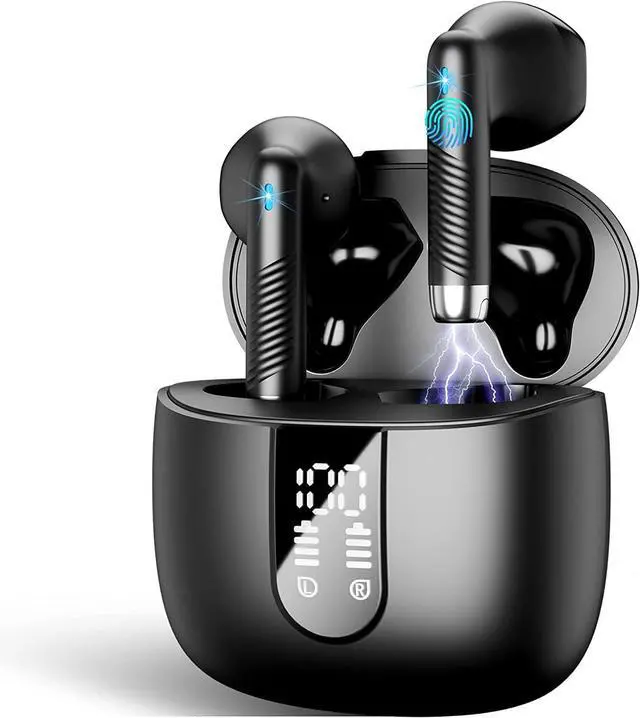 Main image of Wireless Earbud Bluetooth 5.3 Headphones 40H Playtime Earphones with HD Dou-Mic, Sports Bluetooth Headphone with Digital LCD Display, IP7 Waterproof Headphones Noise Cancelling Earbud Touch Control