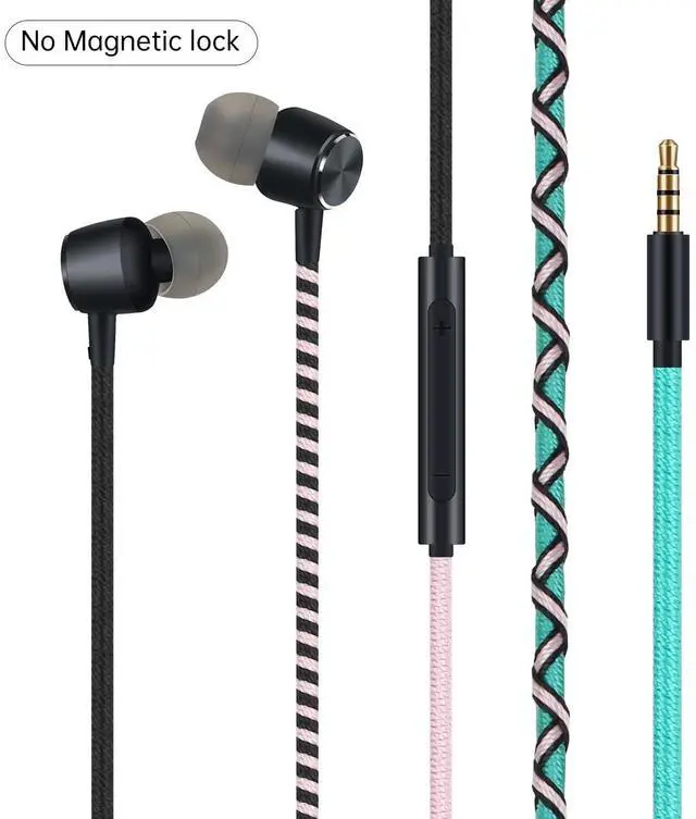 Alt view image 2 of 5 - URIZONS 3.5 Jack Wired Earphones Teens Braided Headphones - Tangle Free Earbuds with Microphone High Definition in-Ear Sports Headset for Cellphones Laptop (Green)