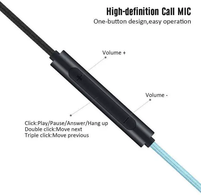 Alt view image 4 of 5 - URIZONS 3.5 Jack Wired Earphones Teens Braided Headphones - Tangle Free Earbuds with Microphone High Definition in-Ear Sports Headset for Cellphones Laptop (Green)