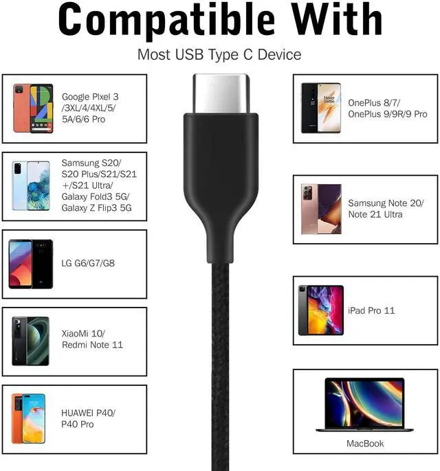 Alt view image 5 of 5 - UrbanX OEM 2021 Type-C Stereo Headphones for Cat S22 S23 Flip Braided Cable - with Microphone - Black - USB-C Connector (US Version)