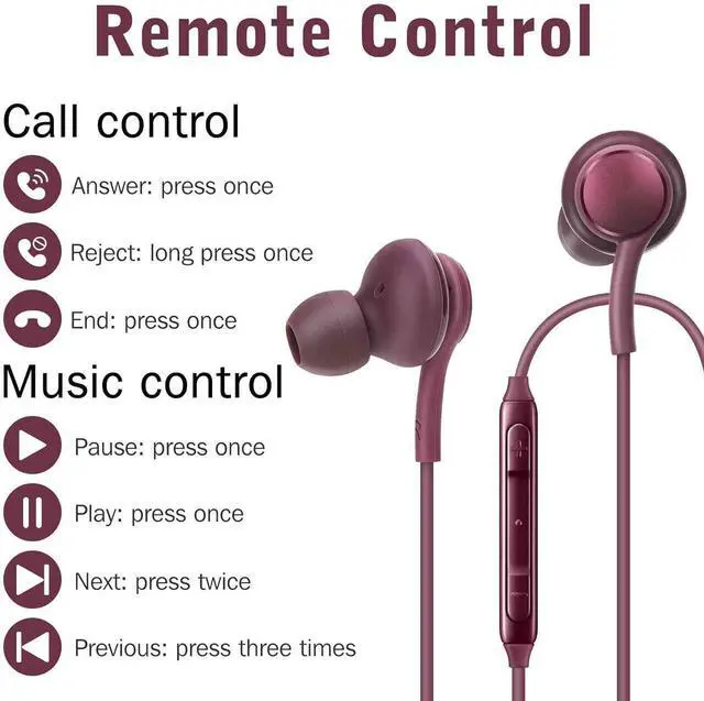 Alt view image 3 of 5 - UrbanX 2021 Type-C Stereo Headphones for Samsung Galaxy S21 Ultra 5G, Galaxy S20 FE, Galaxy A53 5G, M52, M53, A73 5G, Note 10, Note 10+ - with Microphone - 2 Pack with Carry Case - Purple