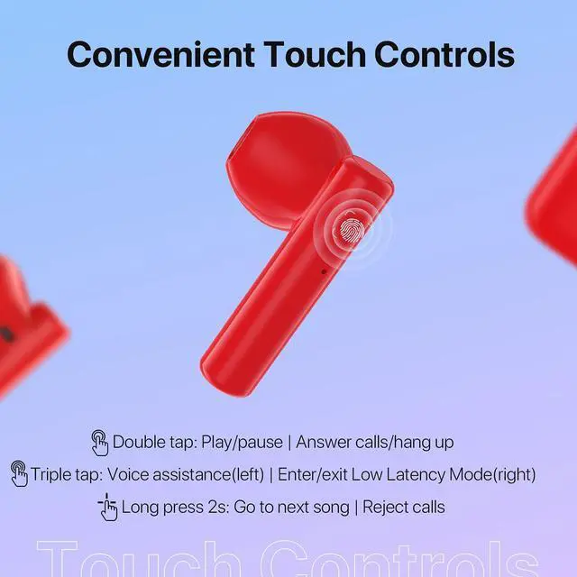 Alt view image 4 of 5 - UMIDIGI Wireless Earbuds, AirBuds U Wireless Headphones with Microphones, Bluetooth 5.1 Earphones in-Ear, Touch Control Bluetooth Earbuds, 24H Playing Time for Work, Home Office