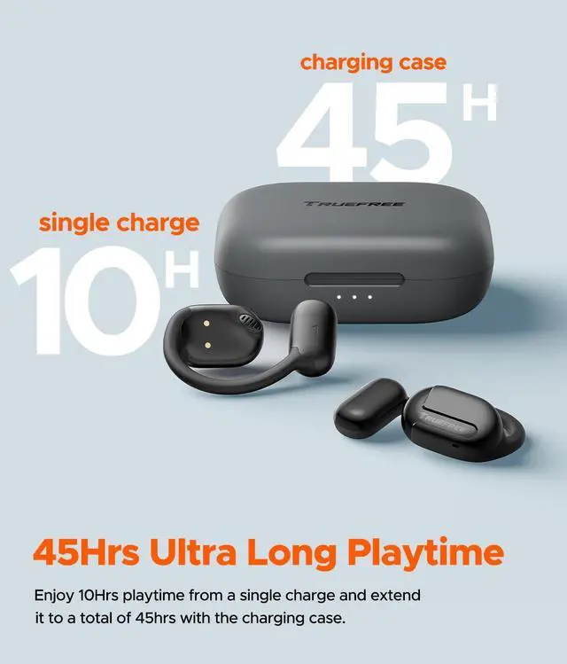 Alt view image 4 of 5 - truefree O1 Open Ear Headphones Bluetooth 5.3 Wireless Open Ear Earbuds with 16.2mm Driver, Immersive Stereo Sound, Noise-Cancellation Mic for Clear Calls, 45H Playtime, for Sports Workout