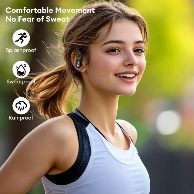 Alt view image 4 of 5 - Transformers Over The Ear Earbuds Wireless Bluetooth 5.4 LED Power Display Earbuds with Earhooks 65H Playtimes Deep Bass IPX5 Waterproof Ear Buds for Sports/Workout, TF-T26Pro Scourge
