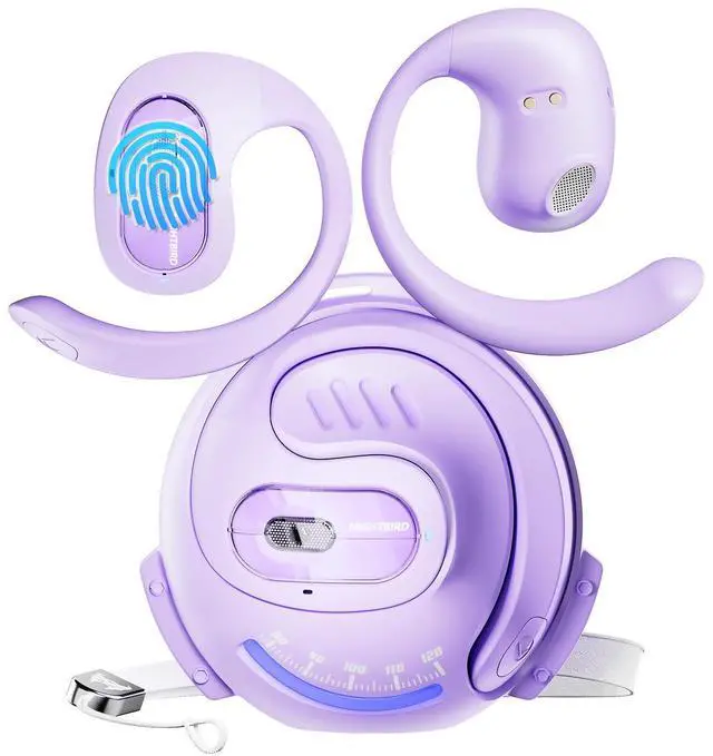 Main image of Transformers Open Ear Earbuds with Ear Hooks,Open Ear Headphone True Wireless Earbuds Over Ear Headphones Bluetooth 5.4 60H Play,IPX5 Waterproof for Work Fitness Running Yoga Gym, Lilac-Nightbiro
