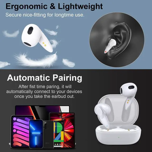 Alt view image 2 of 5 - Wireless Earbuds Bluetooth Headset Mini in-Ear Headphone Noise Canceling Deep Bass Earphone for iPhone 15 Plus 16e 16 Pro Max 13 14 for Samsung S25 S24 A53 A54 S23 Galaxy Flip for Google Pixel 6 7 8 9