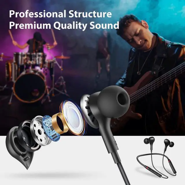 Alt view image 4 of 5 - Wireless Earbuds Bluetooth Headphone NeckBand Earphone for Samsung A53 A54 S24 Ultra S23 FE Z Flip Fold for iPhone 13 Pro Max 15 14 Plus for Google Pixel 9 XL 8 6a 7a Magnetic Neck Strap Sport Headset