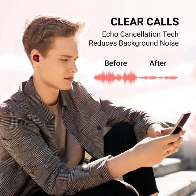 Alt view image 3 of 5 - TCL SOCL500TWS Wireless Earbuds with Pumping Bass, Type-C Charging Case 26H Playtime, Bluetooth 5.0, Secure Fit, Waterproof, Noise Isolation, One Step Pairing for Gym - Sunrise Orange