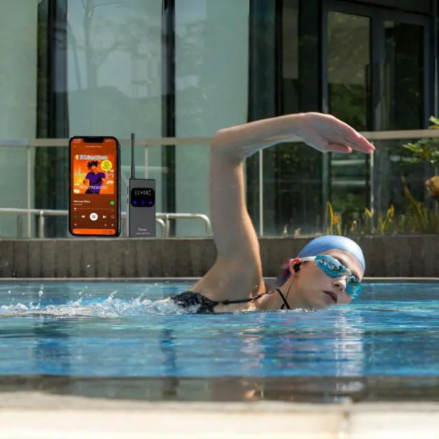 Alt view image 2 of 5 - Tayogo Swimming Headphones,Waterproof HeadphonesSwim Coach Communicator and Receiver Combo,Swimming Headsets for Spotify, Amazon Music, Swim with Your Stream APP, 450 FT Distance and 8 Hours Playing