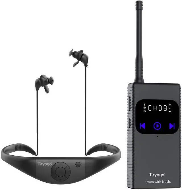 Main image of Tayogo Swimming Headphones,Waterproof HeadphonesSwim Coach Communicator and Receiver Combo,Swimming Headsets for Spotify, Amazon Music, Swim with Your Stream APP, 450 FT Distance and 8 Hours Playing