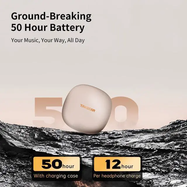 Alt view image 3 of 5 - TAKSTAR Open Ear Earbuds, Wireless Bluetooth Headphones with Ø13mm Dynamic Driver, Digital Display, ENC, 12 Hrs Playtimes, Lightweight, Deep Bass Sport Open Ear Earbuds with Ergonomic Earhook - LA350W