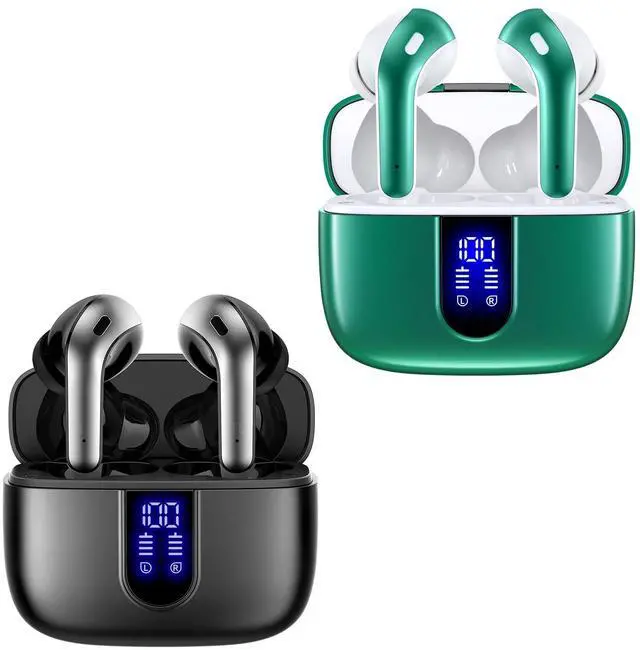 Main image of TAGRY 2 Sets X08 Black and Forest Green Bluetooth Headphones True Wireless Earbuds 60H Playback Ear Buds with Wireless Charging Case in-Ear Earbuds with Mic