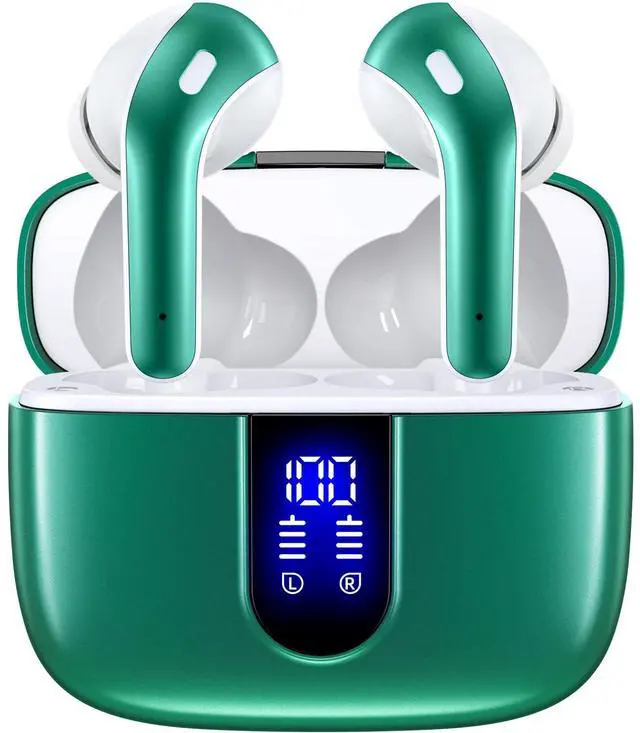 Alt view image 3 of 5 - TAGRY 2 Sets X08 Purple and Forest Green Bluetooth Headphones True Wireless Earbuds 60H Playback Ear Buds with Wireless Charging Case in-Ear Earbuds with Mic