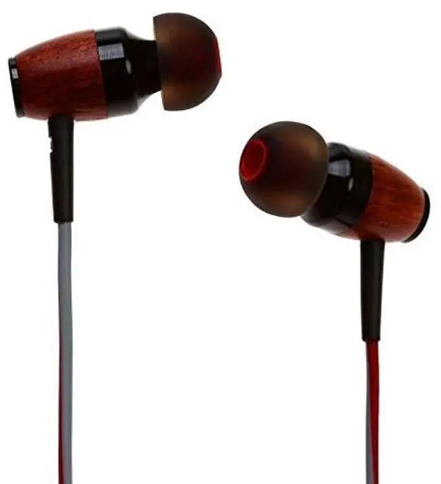 Alt view image 2 of 4 - Symphonized DRM red Gray DRM Premium Genuine Wood in-Ear Noise-isolating Headphones with Mic, Red/Gray