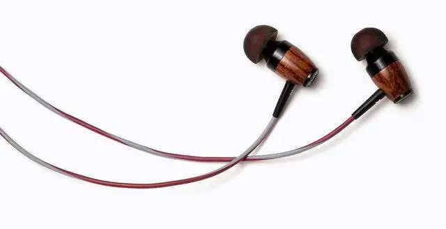 Alt view image 3 of 4 - Symphonized DRM red Gray DRM Premium Genuine Wood in-Ear Noise-isolating Headphones with Mic, Red/Gray