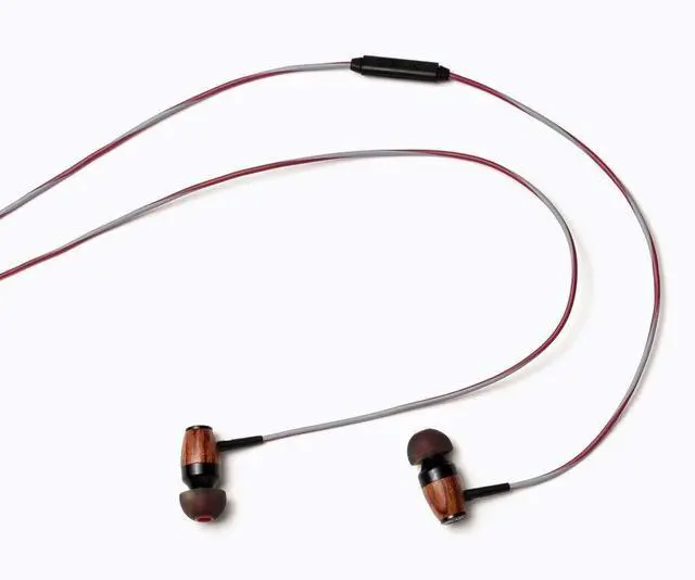 Alt view image 4 of 4 - Symphonized DRM red Gray DRM Premium Genuine Wood in-Ear Noise-isolating Headphones with Mic, Red/Gray