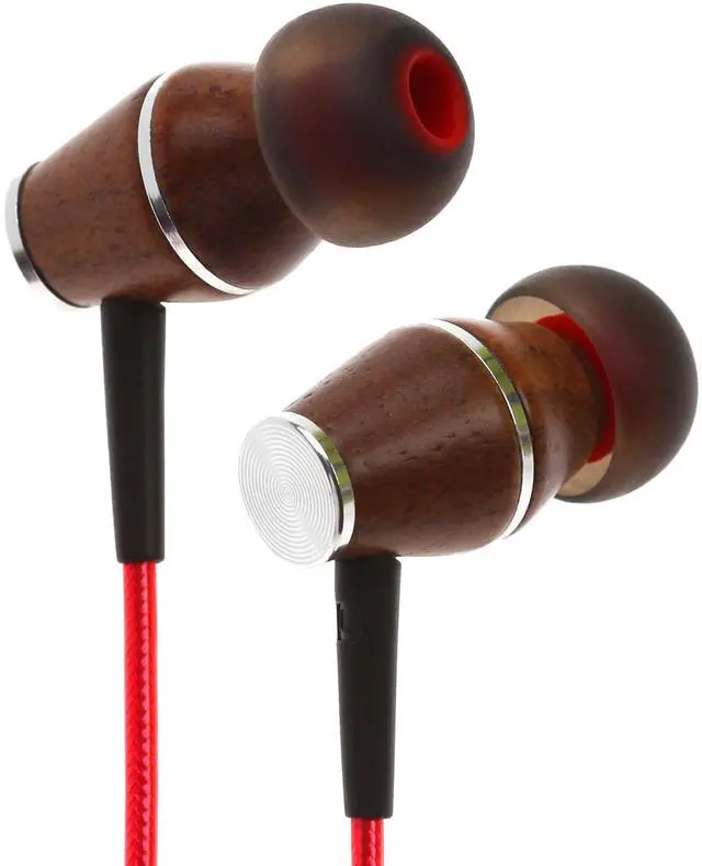Main image of Symphonized XTC 2.0 Earbuds with Mic, Premium Genuine Wood Stereo Earphones, Hand-Made in-Ear Noise-isolating Headphones with Tangle-Free Innovative Shield Technology Cable (Lava Red)