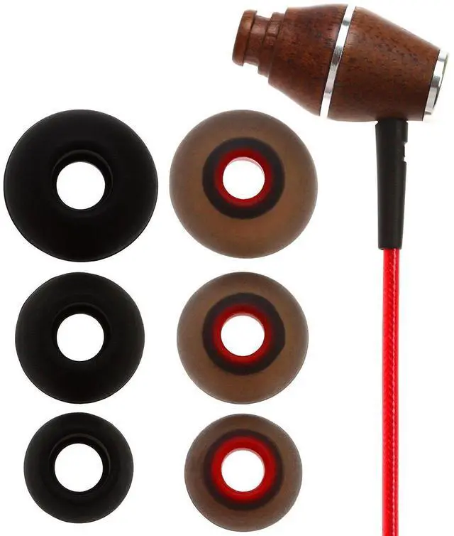 Alt view image 4 of 5 - Symphonized XTC 2.0 Earbuds with Mic, Premium Genuine Wood Stereo Earphones, Hand-Made in-Ear Noise-isolating Headphones with Tangle-Free Innovative Shield Technology Cable (Lava Red)