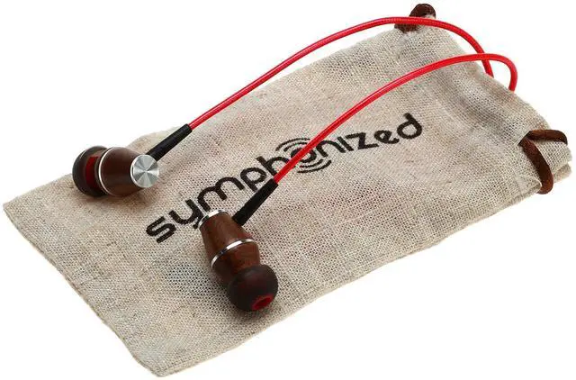 Alt view image 2 of 5 - Symphonized XTC 2.0 Earbuds with Mic, Premium Genuine Wood Stereo Earphones, Hand-Made in-Ear Noise-isolating Headphones with Tangle-Free Innovative Shield Technology Cable (Lava Red)