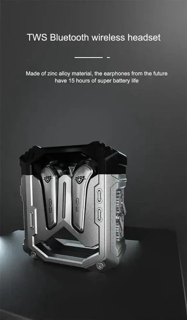 Alt view image 2 of 5 - SUNOL H08 Mecha Bluetooth Wireless Headset, Transparent Mecha Bluetooth 5.0 Headphones, 20H Playtime, 3 Modes, Low Latency, Noise Canceling, Charging for Mobile Phone (Black)