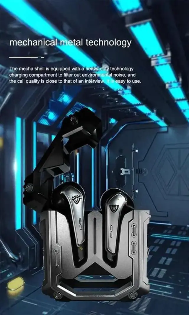 Alt view image 5 of 5 - SUNOL H08 Mecha Bluetooth Wireless Headset, Transparent Mecha Bluetooth 5.0 Headphones, 20H Playtime, 3 Modes, Low Latency, Noise Canceling, Charging for Mobile Phone (Black)