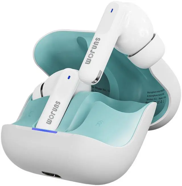 Main image of SUNJOM Upgraded Hybrid Active Noise Cancelling Wireless Earbuds 6 Mics ENC Clear Call Reduce Noise by Up to 98% 30H Playtime Bluetooth 5.4 Deep Bass in Ear Headphones (White)