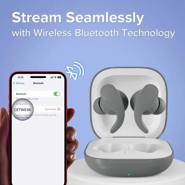 Alt view image 3 of 5 - Coby Sports True Wireless Earbuds w/Secure-Fit Ear Tips | in-Ear Headphones Up to 12 Hours Play | Sweat-Resistant | Noise-Isolating | in-Ear Earbuds | Sports Earbuds, Bluetooth Earbuds (Gray)