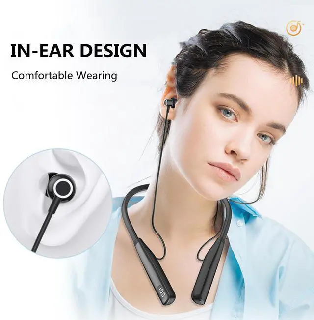 Alt view image 3 of 5 - Bluetooth Headphones,Upgrade Bluetooth 5.3 Wireless Neckband Earbuds Waterproof in-Ear Earphones with Mic,HiFi Stereo Deep Bass Headset 100 Hours Playtime with Digital Display for Running Sport Work
