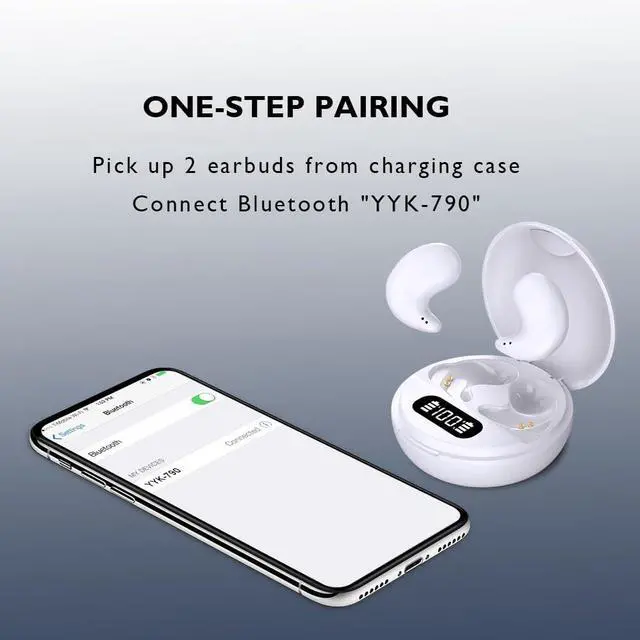 Alt view image 4 of 5 - Sleep Headphones Invisible Wireless Earbuds Bluetooth 5.3 Sleeping Ear Buds with LED Display Charging Case Mini Earphones for Side Sleepers Exercise Workout White